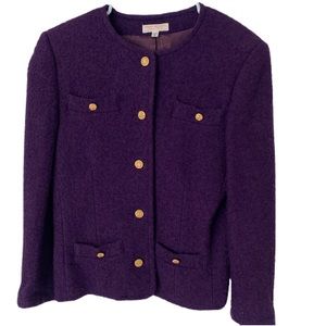 BROOKS BROTHERS Tweed Boucle Blazer Jacket Purple